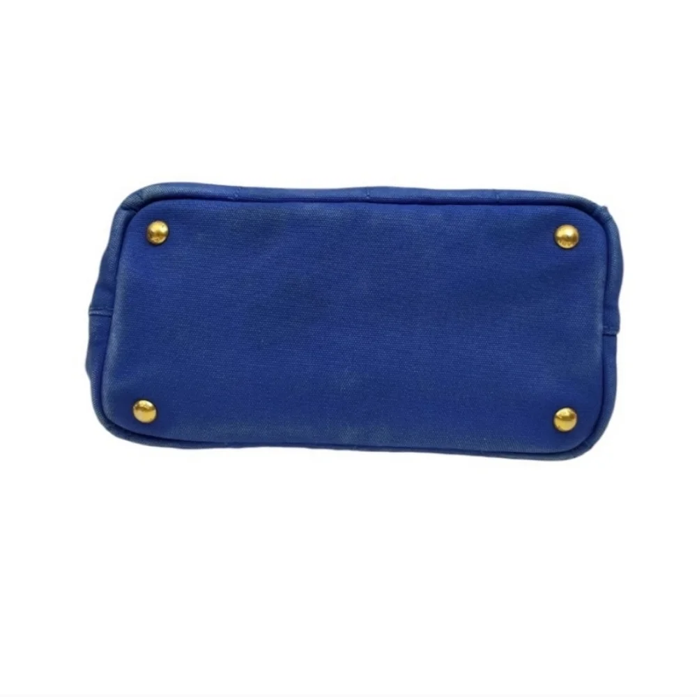 Prada Milano Blue Canvas Tote Bag - Picture 5 of 12